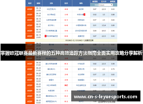 掌握欧冠联赛最新赛程的五种高效追踪方法指南全面实用攻略分享解析